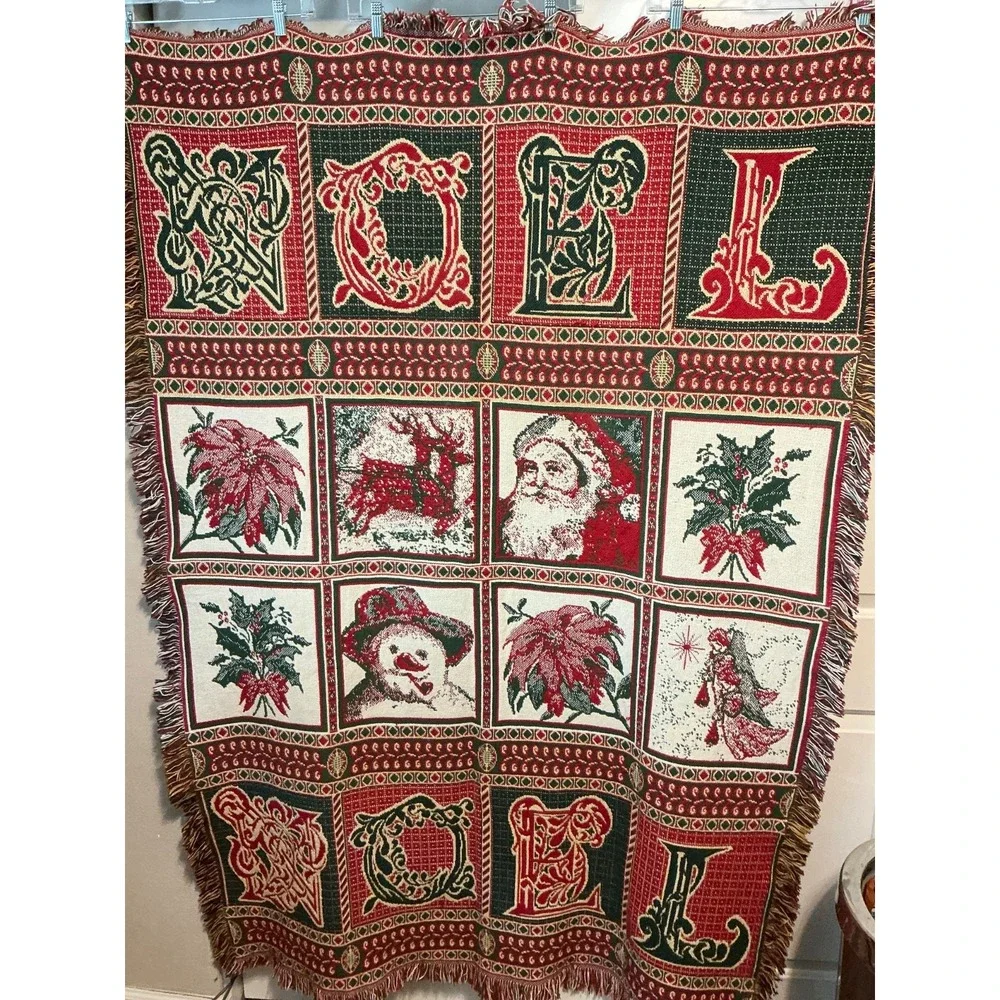 Christmas Holiday Tapestry Tassel Throw Blanket 50 X 70